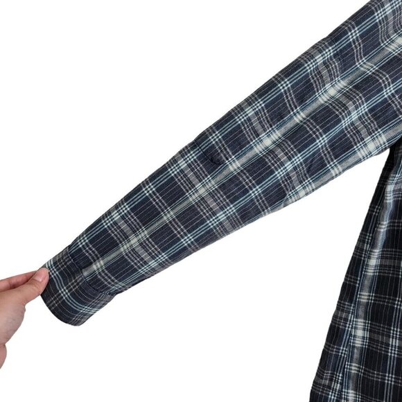 The North Face Top Womens Medium Flannel Button Up Shirt White Plaid Cuff Sleeve - Picture 5 of 12